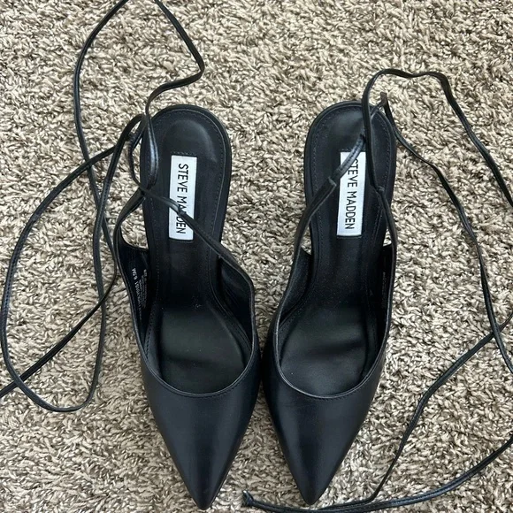 Steve Madden Black Lace-Up Heels - Picture 1 of 3